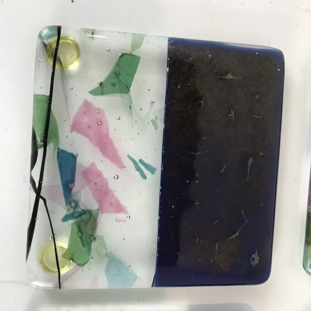 MCM Signed Art Glass Coasters